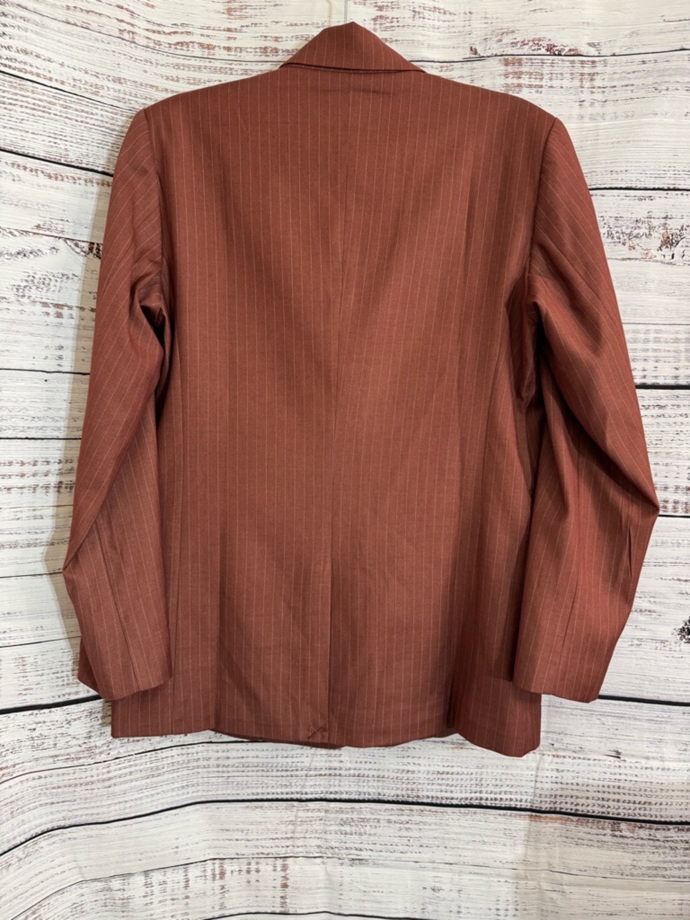 Bardot Blazer Womens size small pinstripe chestnut oversized Jacket front Button - Picture 5 of 13